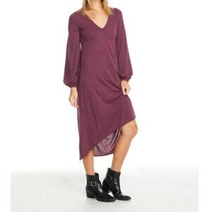 Chaser Triblend Blouson Sleeve Hi-Lo Midi Dress M